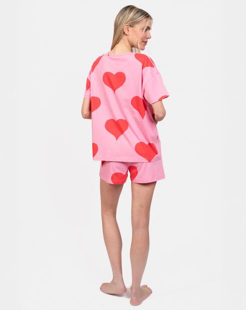 Pyjama court Lou rose/rouge