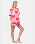 Pyjama court Lou rose/rouge