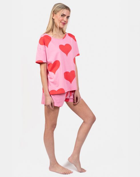 Pyjama court Lou rose/rouge