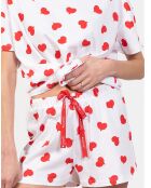 Pyjama court Louise blanc/rouge