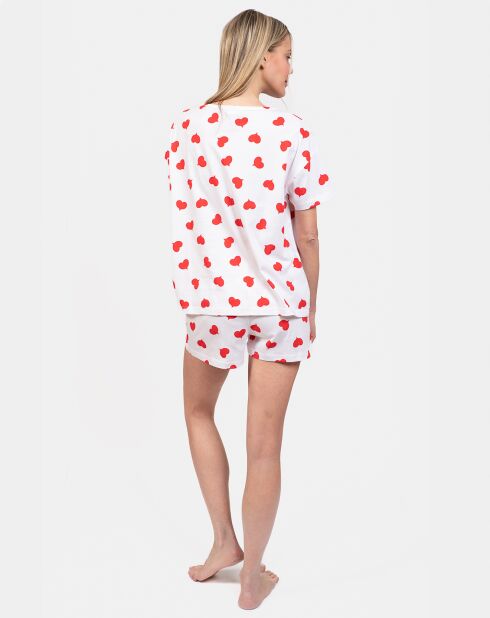 Pyjama court Louise blanc/rouge