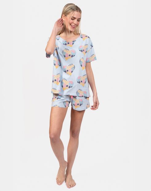 Pyjama court Diana bleu ciel