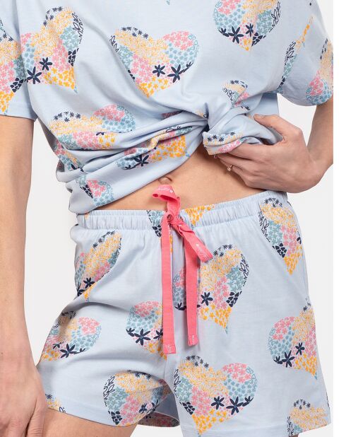 Pyjama court Diana bleu ciel