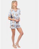 Pyjama court Diana bleu ciel