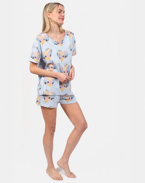Pyjama court Diana bleu ciel