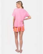 Pyjama court Diane rose/orange