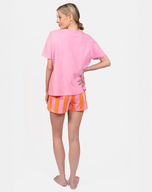 Pyjama court Diane rose/orange