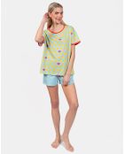 Pyjama court Hermance vert/bleu lagon