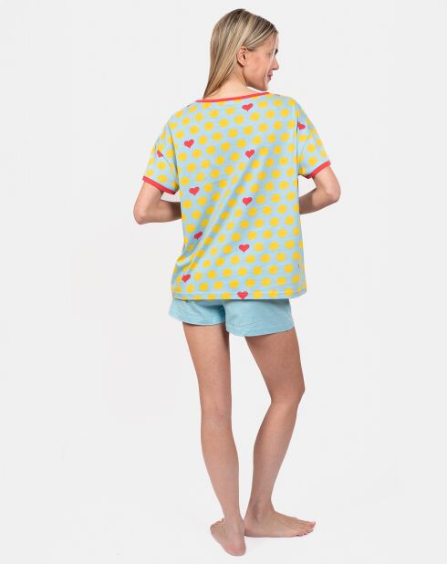 Pyjama court Hermance vert/bleu lagon