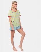 Pyjama court Hermance vert/bleu lagon