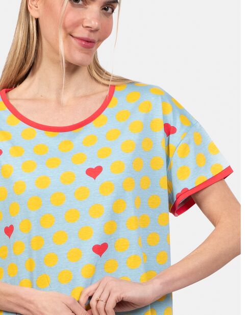 Pyjama court Hermance vert/bleu lagon