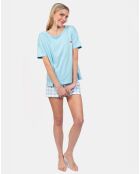 Pyjama court Maya bleu lagon
