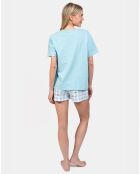 Pyjama court Maya bleu lagon