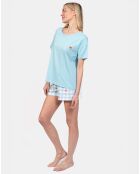 Pyjama court Maya bleu lagon