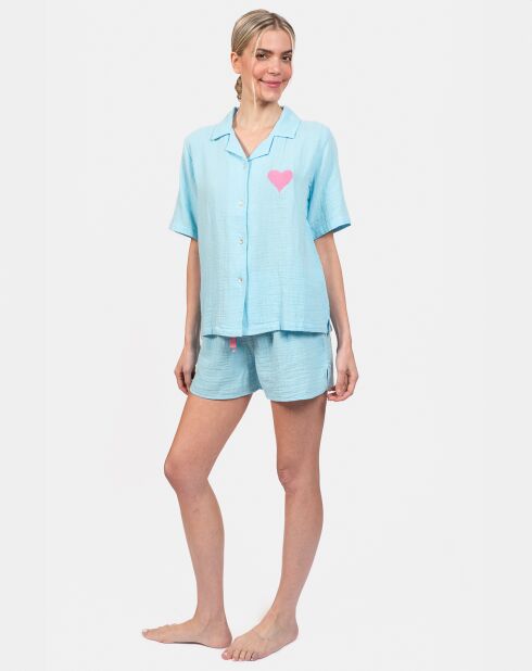 Pyjama court Elisa bleu lagon