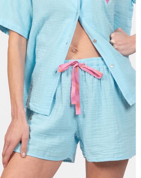 Pyjama court Elisa bleu lagon