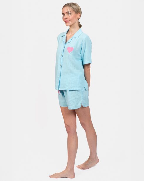 Pyjama court Elisa bleu lagon
