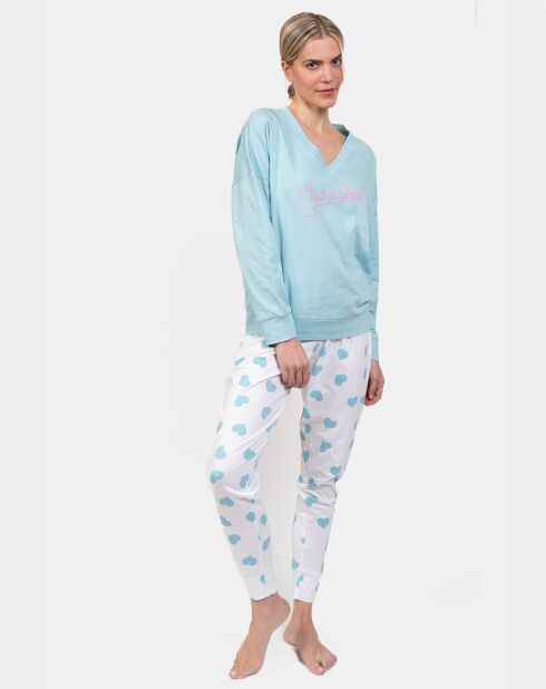 Pyjama long Elise bleu lagon