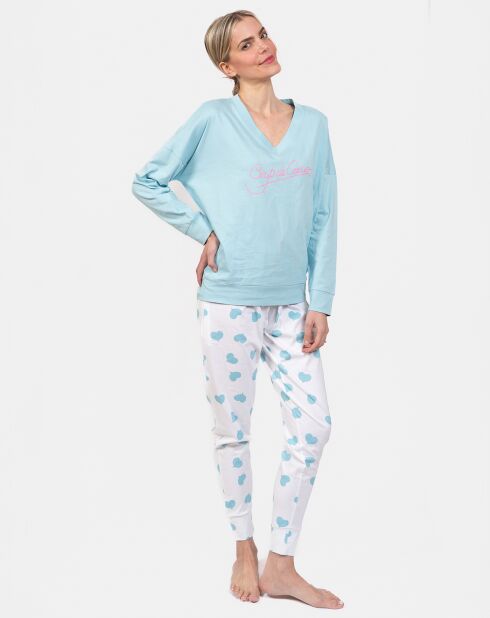 Pyjama long Elise bleu lagon