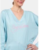 Pyjama long Elise bleu lagon
