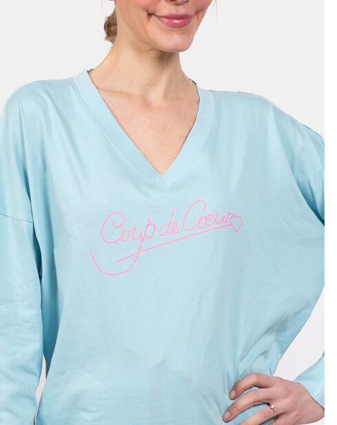 Pyjama long Elise bleu lagon