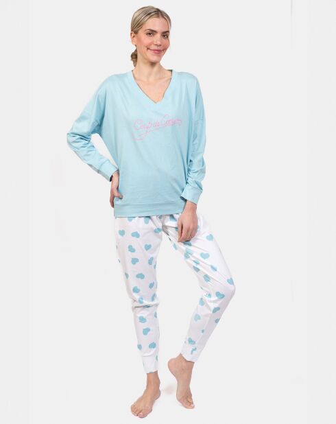 Pyjama long Elise bleu lagon