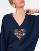 Pyjama long Emma bleu marine/bleu ciel