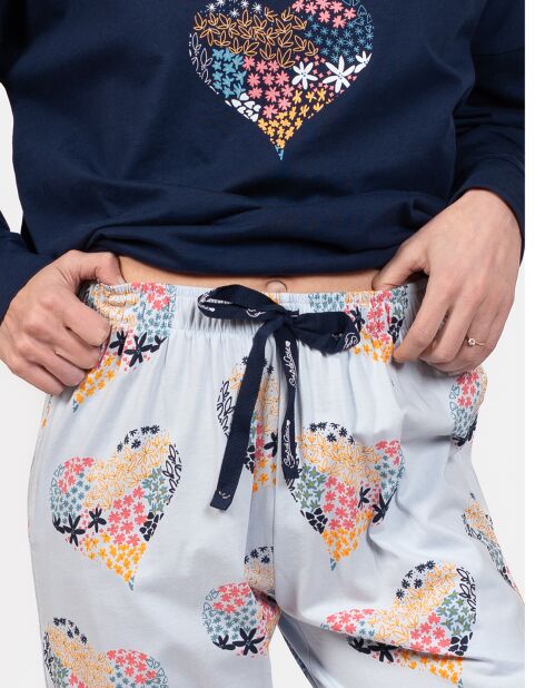 Pyjama long Emma bleu marine/bleu ciel