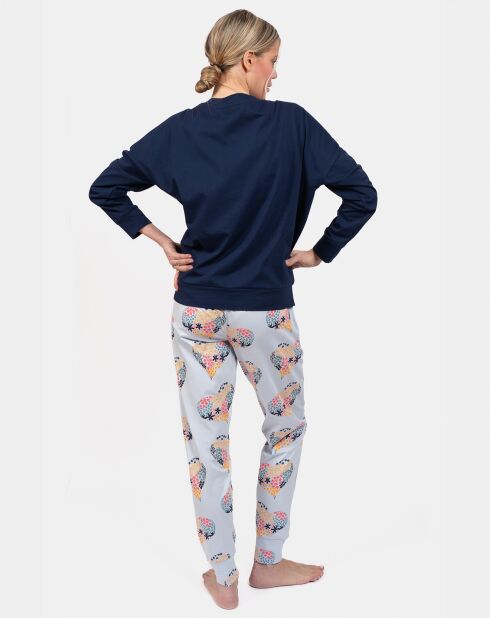 Pyjama long Emma bleu marine/bleu ciel