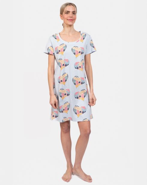 Chemise de nuit Martine bleu ciel