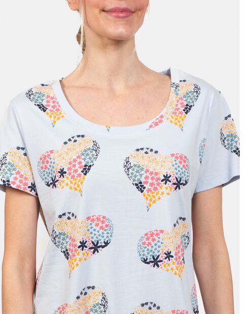 Chemise de nuit Martine bleu ciel