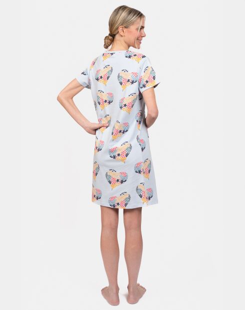 Chemise de nuit Martine bleu ciel