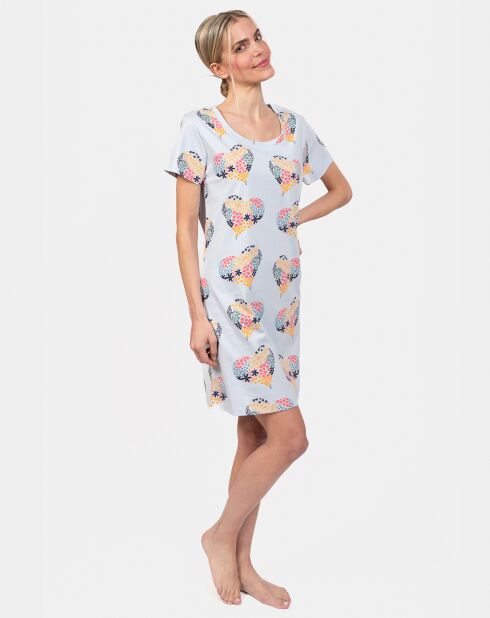 Chemise de nuit Martine bleu ciel