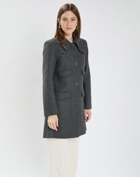 Manteau en Laine mélangée Marin gris chiné