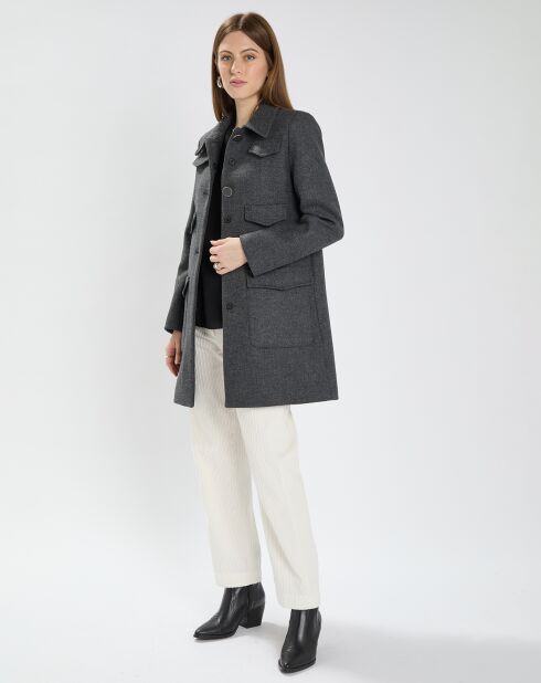 Manteau en Laine mélangée Marin gris chiné