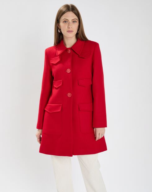 Manteau en Laine mélangée Marin rouge