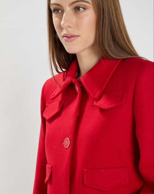 Manteau en Laine mélangée Marin rouge