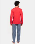 Pyjama long Romain rouge/bleu