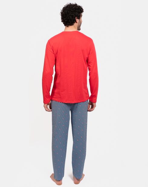 Pyjama long Romain rouge/bleu