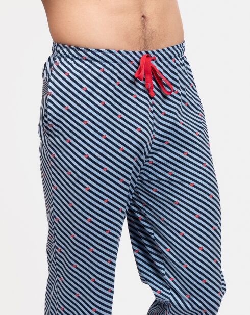 Pyjama long Romain rouge/bleu