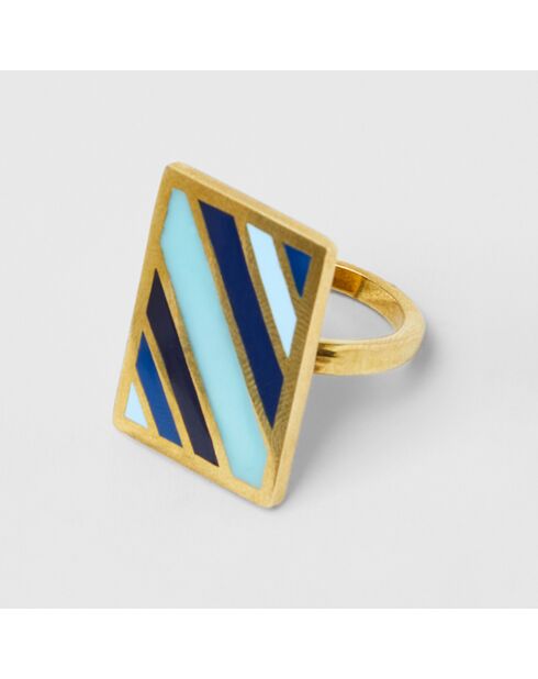 Bague Rainbow doré bleu