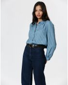 Chemise en Coton & Lin Ava bleue