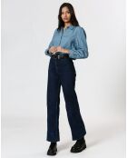 Chemise en Coton & Lin Ava bleue