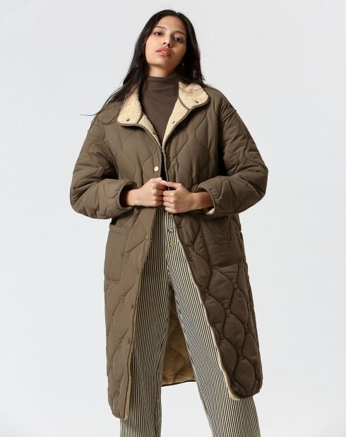 Manteau réversible Marie kaki/beige