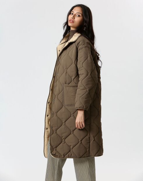 Manteau réversible Marie kaki/beige