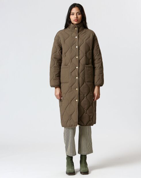 Manteau réversible Marie kaki/beige