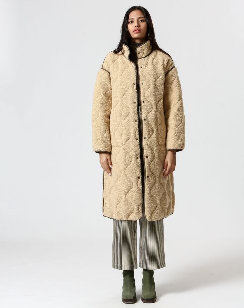 Manteau réversible Marie kaki/beige