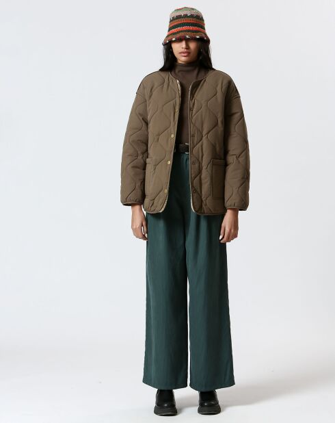 Manteau réversible Virginie kaki/beige