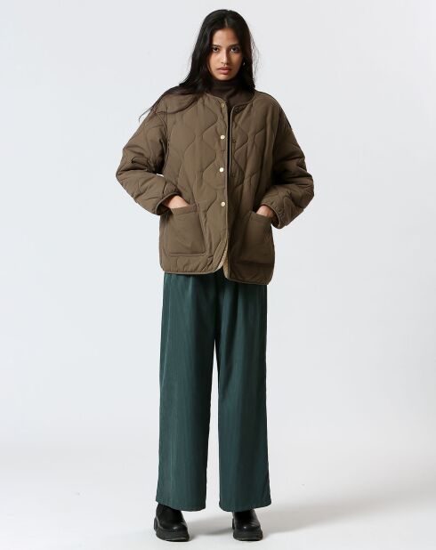 Manteau réversible Virginie kaki/beige