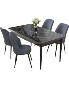 Table + 4 Chaises Nil marbre noir/fumé